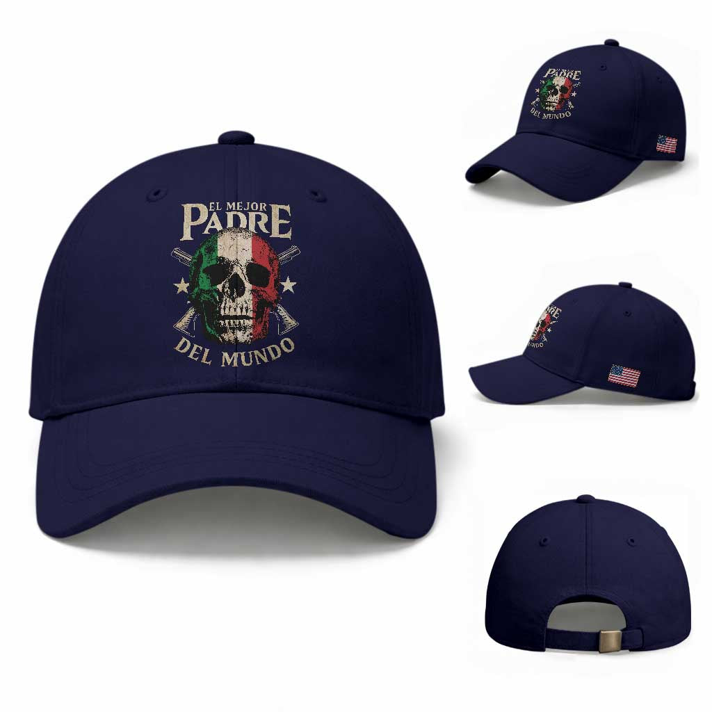 Funny Italian Dad Baseball Cap El Mejor Padre Del Mundo Skull Fathers Day