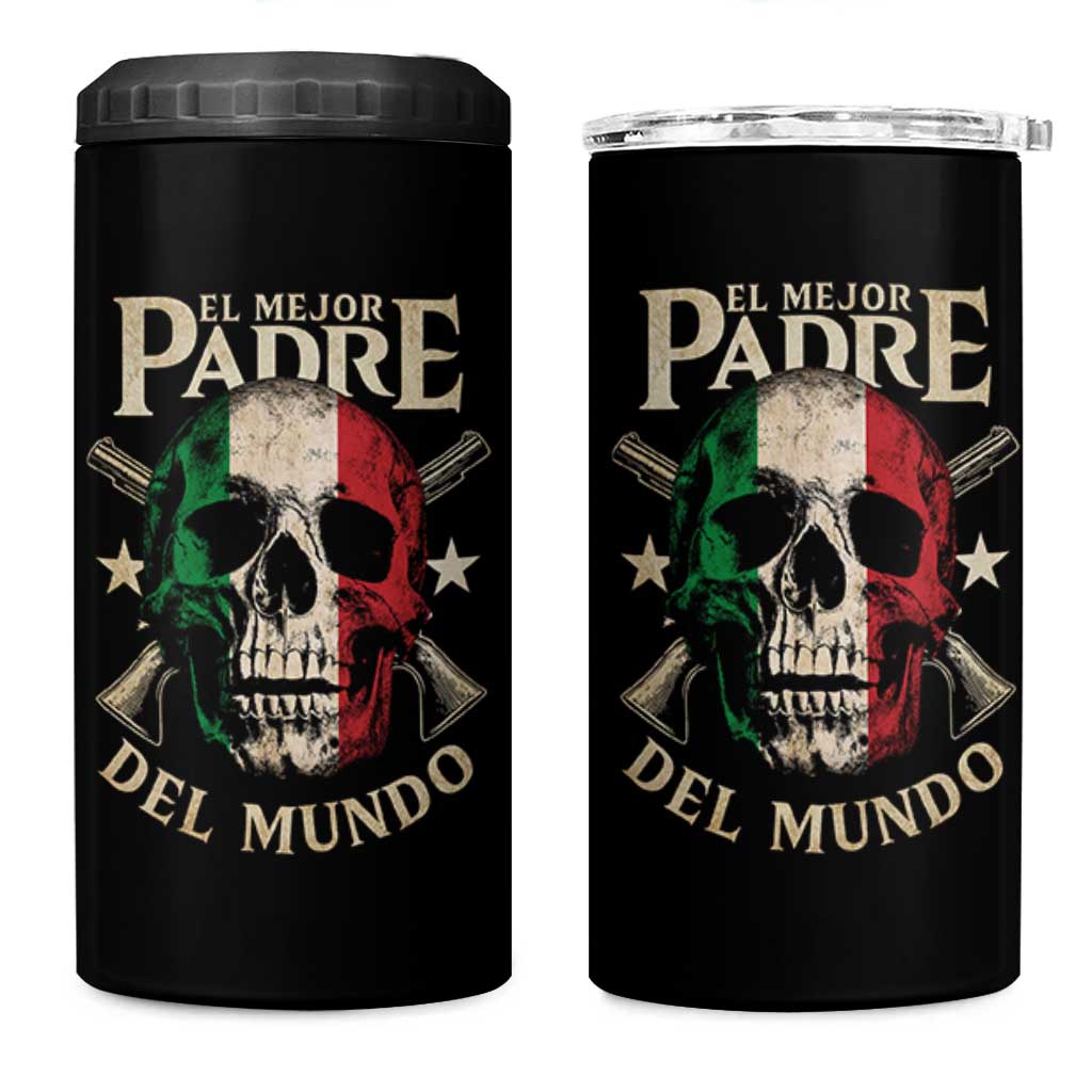Funny Italian Dad 4 in 1 Can Cooler Tumbler El Mejor Padre Del Mundo Skull Fathers Day