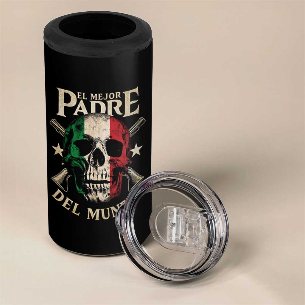 Funny Italian Dad 4 in 1 Can Cooler Tumbler El Mejor Padre Del Mundo Skull Fathers Day