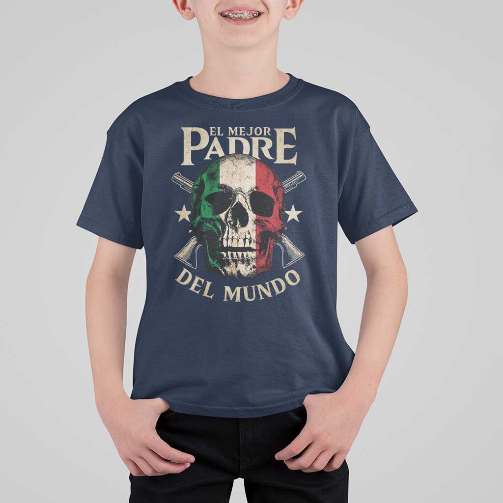 Funny Italian Dad T Shirt For Kid El Mejor Padre Del Mundo Skull Father's Day