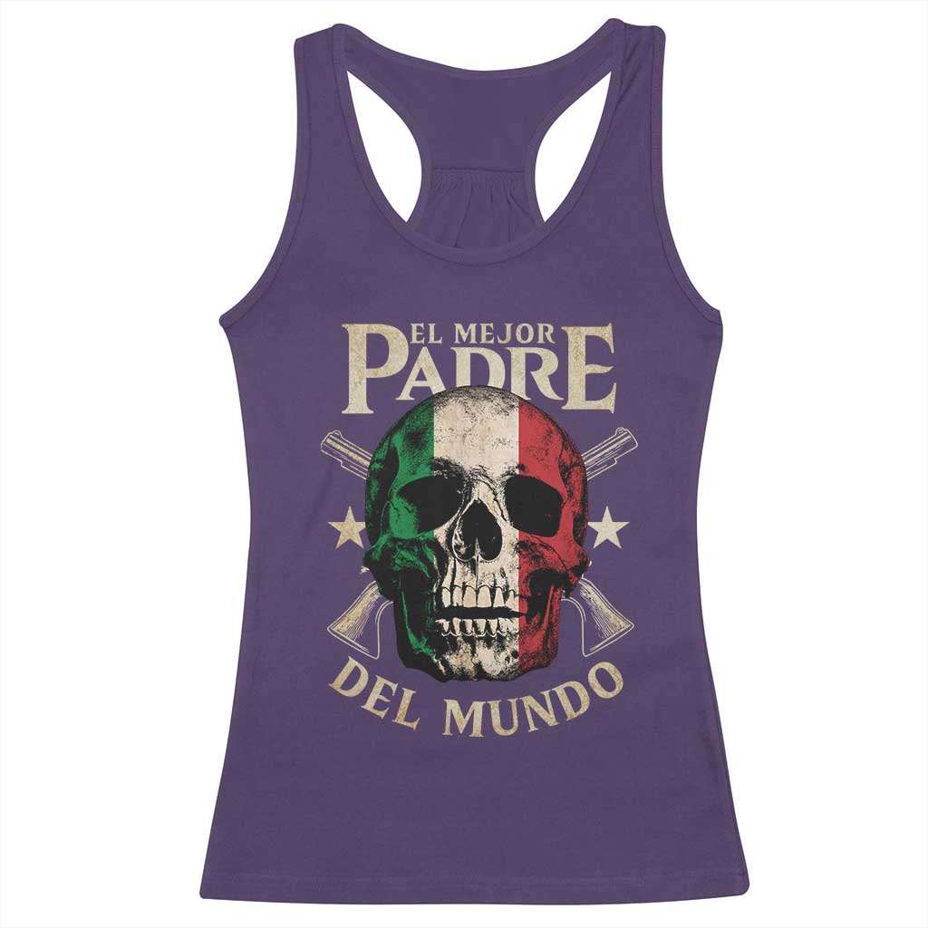 Funny Italian Dad Racerback Tank Top El Mejor Padre Del Mundo Skull Father's Day