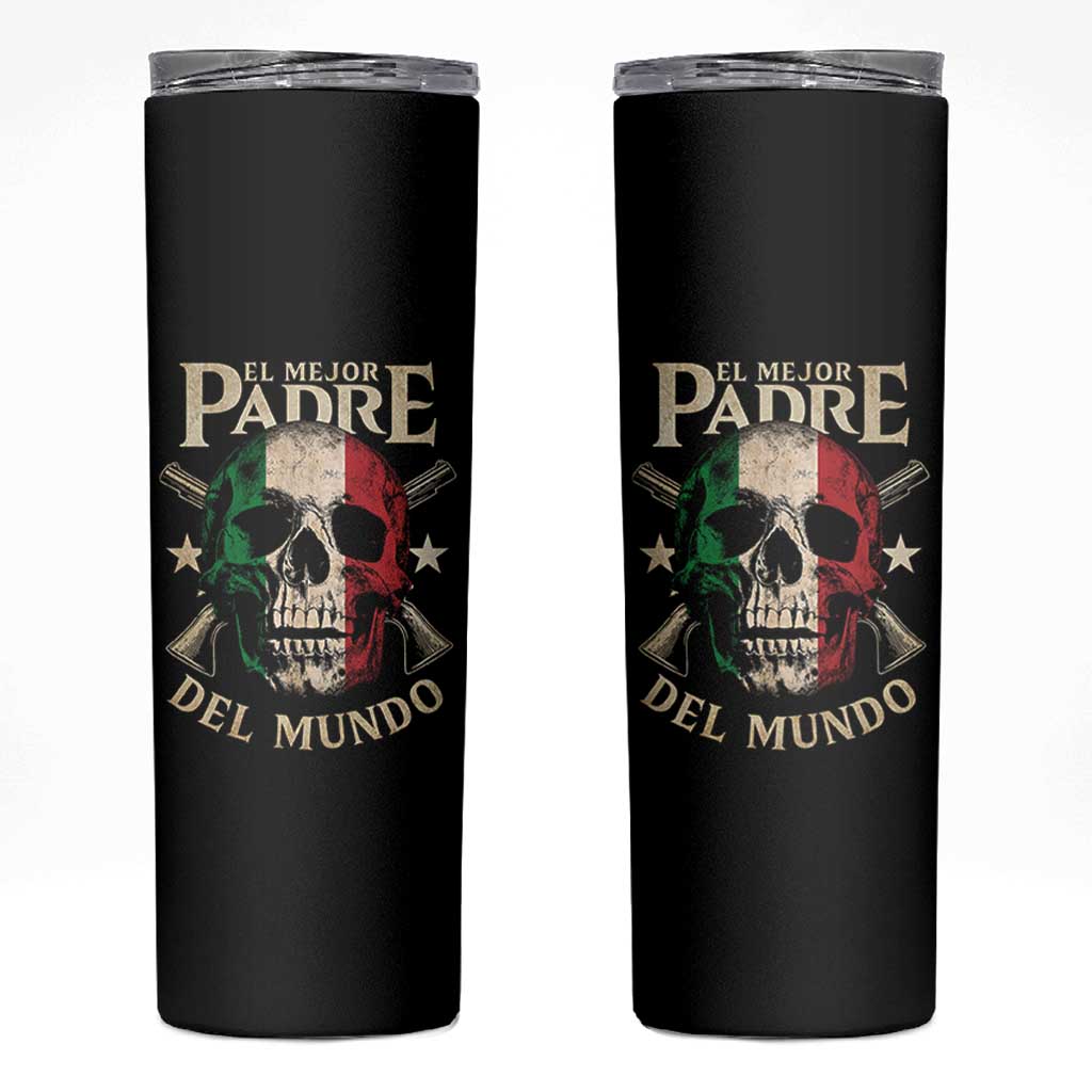 Funny Italian Dad Skinny Tumbler El Mejor Padre Del Mundo Skull Fathers Day