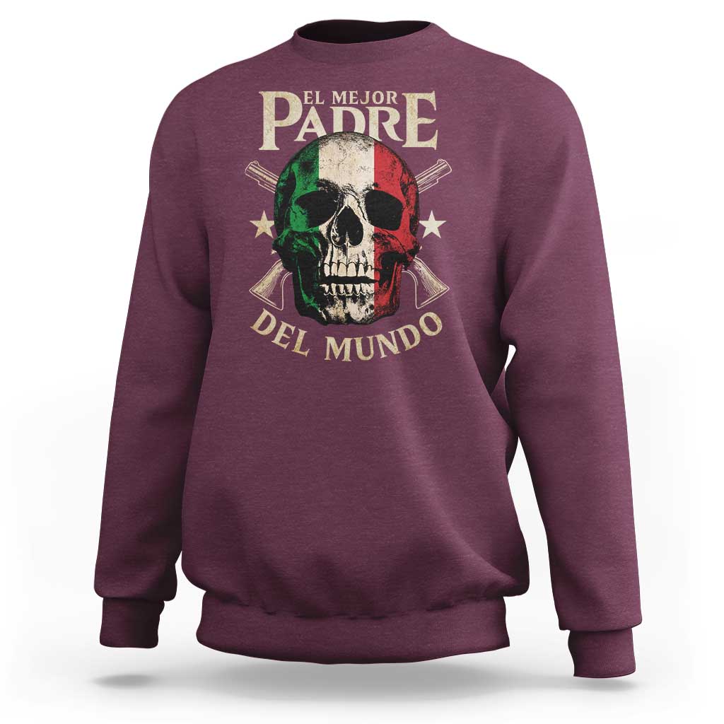 Funny Italian Dad Sweatshirt El Mejor Padre Del Mundo Skull Father's Day