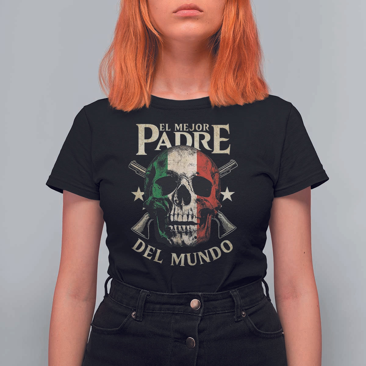Funny Italian Dad T Shirt For Women El Mejor Padre Del Mundo Skull Father's Day