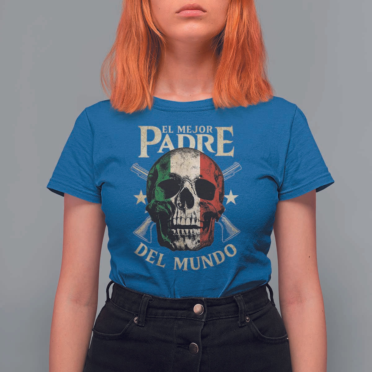 Funny Italian Dad T Shirt For Women El Mejor Padre Del Mundo Skull Father's Day