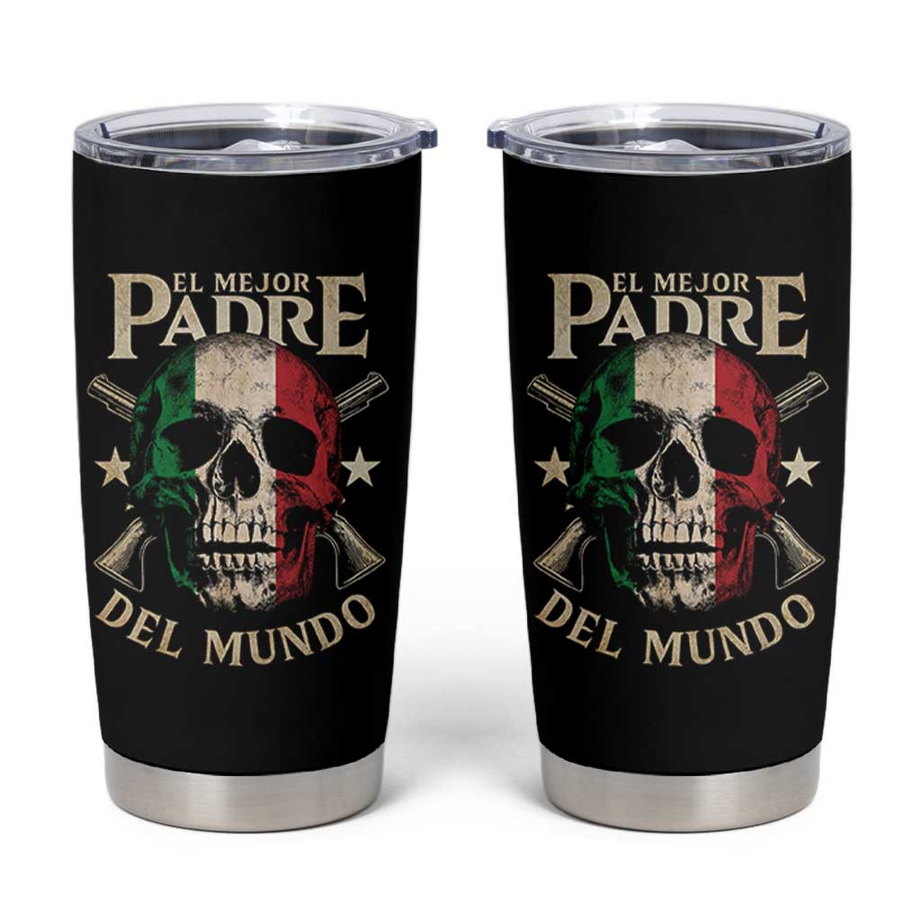 Funny Italian Dad Tumbler Cup El Mejor Padre Del Mundo Skull Fathers Day