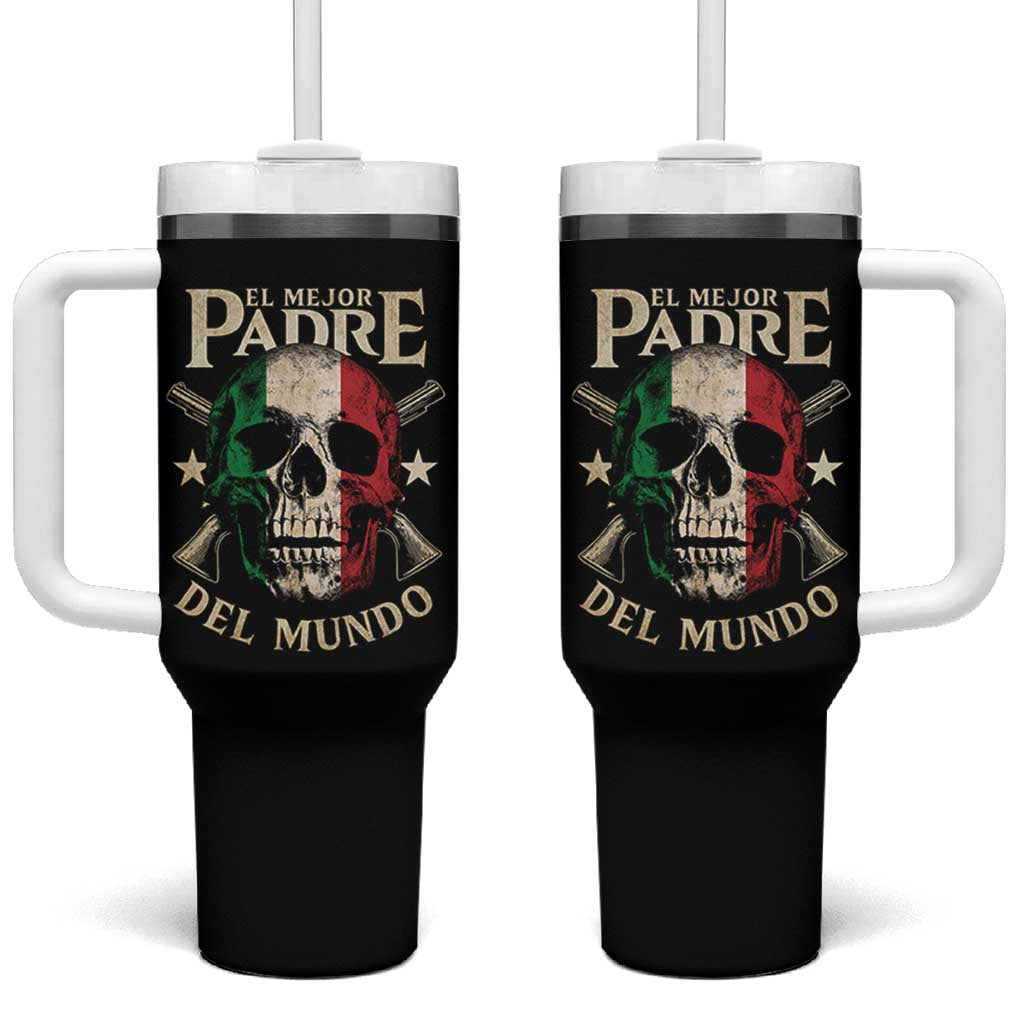 Funny Italian Dad Tumbler With Handle El Mejor Padre Del Mundo Skull Fathers Day