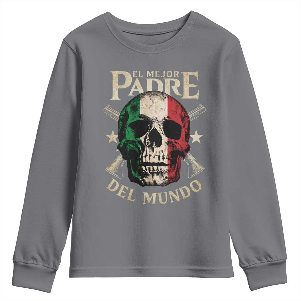 Funny Italian Dad Youth Sweatshirt El Mejor Padre Del Mundo Skull Father's Day