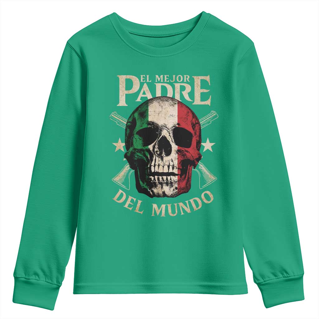 Funny Italian Dad Youth Sweatshirt El Mejor Padre Del Mundo Skull Father's Day