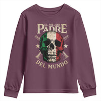 Funny Italian Dad Youth Sweatshirt El Mejor Padre Del Mundo Skull Father's Day