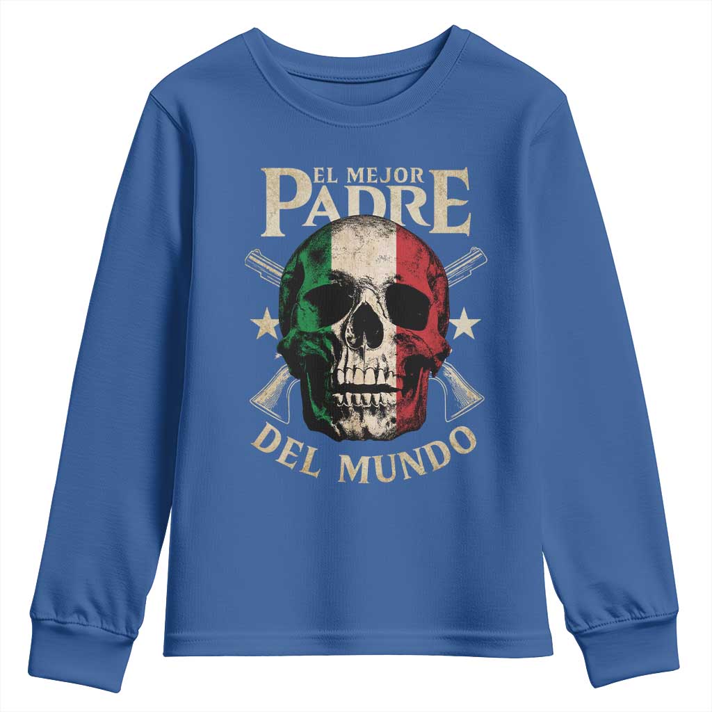 Funny Italian Dad Youth Sweatshirt El Mejor Padre Del Mundo Skull Father's Day