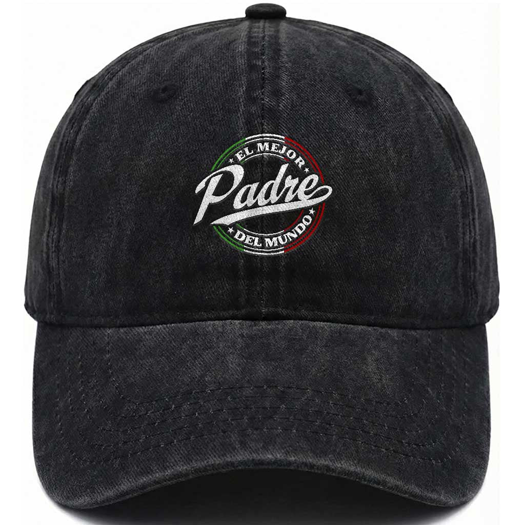 Funny Italian Dad Washed Cotton Baseball Cap El Mejor Padre Del Mundo Father's Day