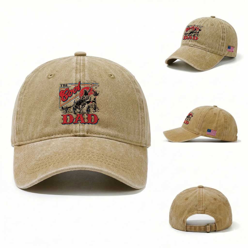 Funny Western Cowboy The Cool Dad Washed Cotton Baseball Cap Father's Day
