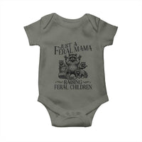 Funny Just A Feral Mama Raising Feral Children Baby Onesie Raccoon Mother's Day TS11