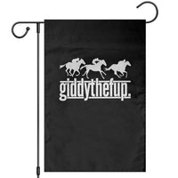 Funny Giddythefup Derby Day Garden Flag Vintage Giddy Up Horse Racing