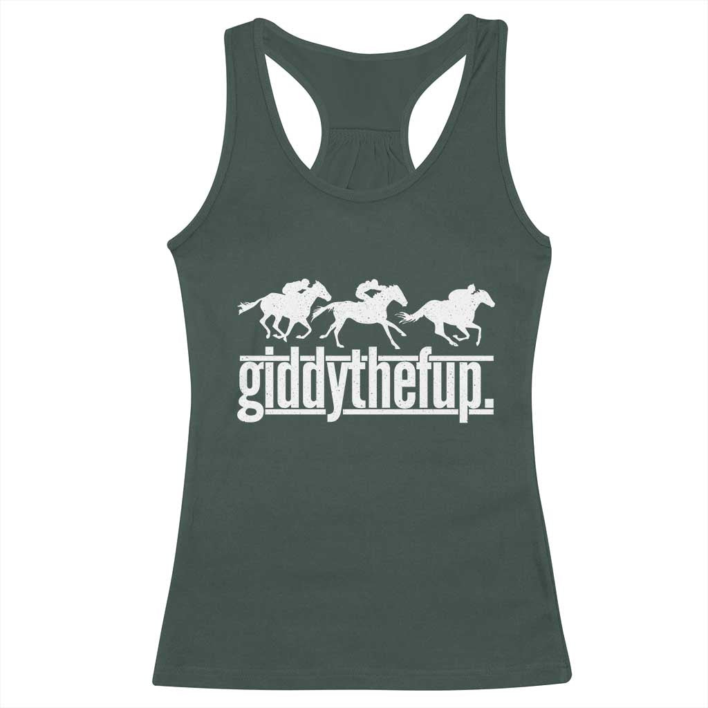 Funny Giddythefup Derby Day Racerback Tank Top Vintage Giddy Up Horse Racing