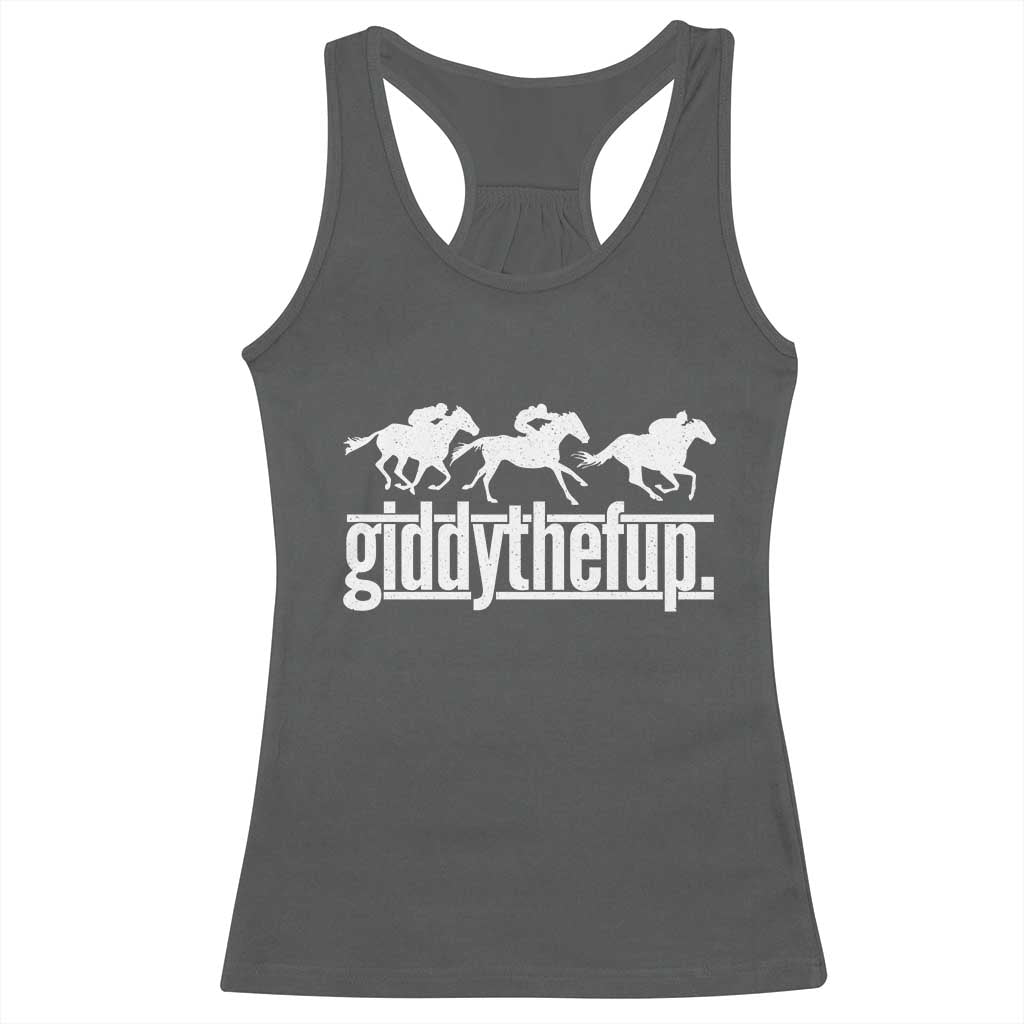 Funny Giddythefup Derby Day Racerback Tank Top Vintage Giddy Up Horse Racing