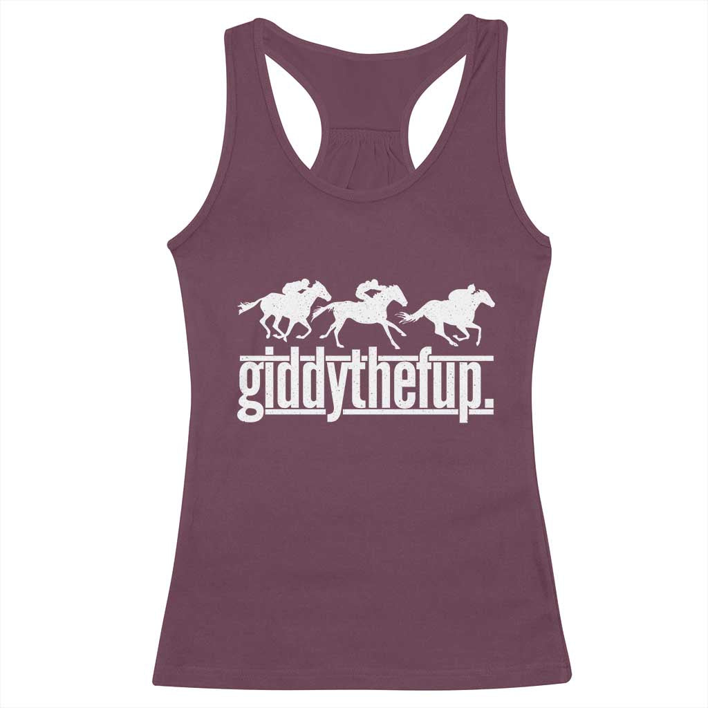 Funny Giddythefup Derby Day Racerback Tank Top Vintage Giddy Up Horse Racing