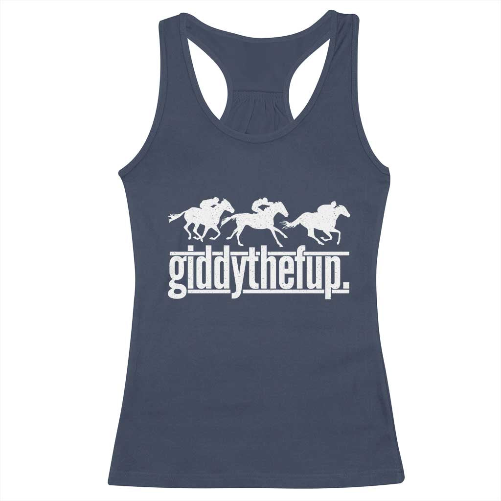 Funny Giddythefup Derby Day Racerback Tank Top Vintage Giddy Up Horse Racing