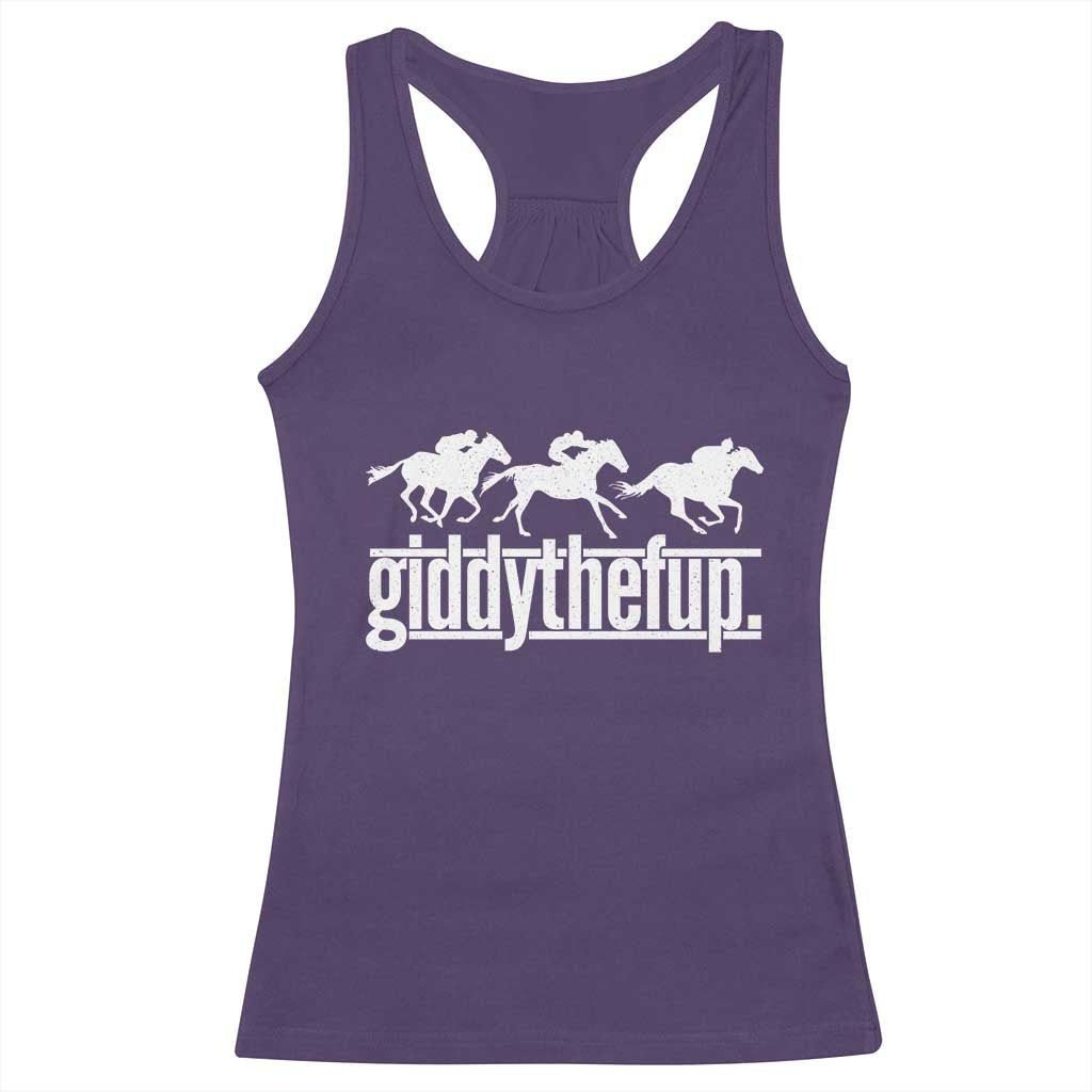 Funny Giddythefup Derby Day Racerback Tank Top Vintage Giddy Up Horse Racing
