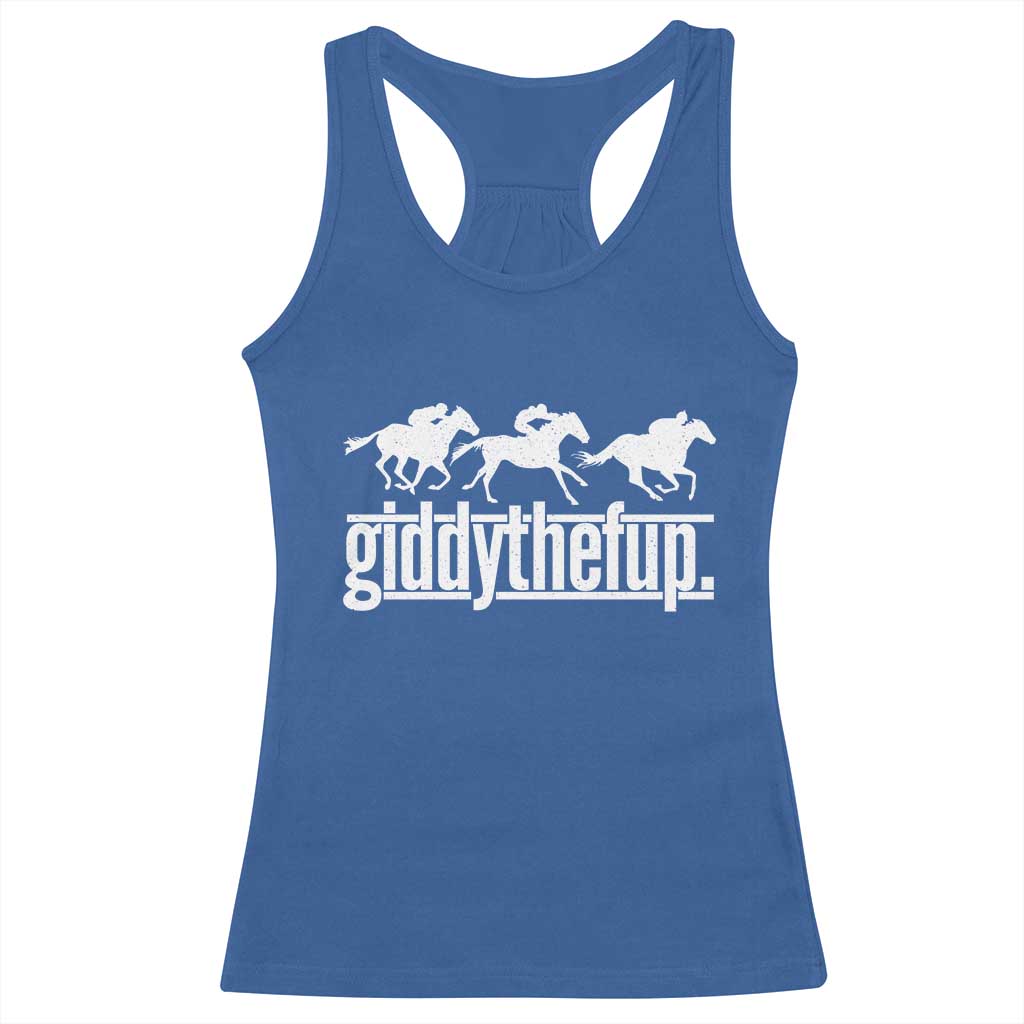 Funny Giddythefup Derby Day Racerback Tank Top Vintage Giddy Up Horse Racing
