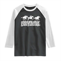 Funny Giddythefup Derby Day Raglan Shirt Vintage Giddy Up Horse Racing