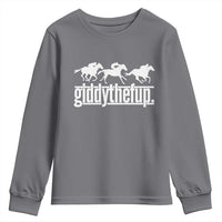 Funny Giddythefup Derby Day Youth Sweatshirt Vintage Giddy Up Horse Racing