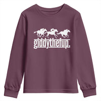 Funny Giddythefup Derby Day Youth Sweatshirt Vintage Giddy Up Horse Racing