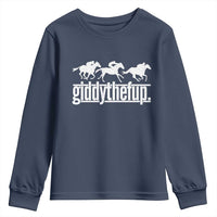 Funny Giddythefup Derby Day Youth Sweatshirt Vintage Giddy Up Horse Racing