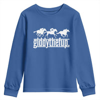 Funny Giddythefup Derby Day Youth Sweatshirt Vintage Giddy Up Horse Racing