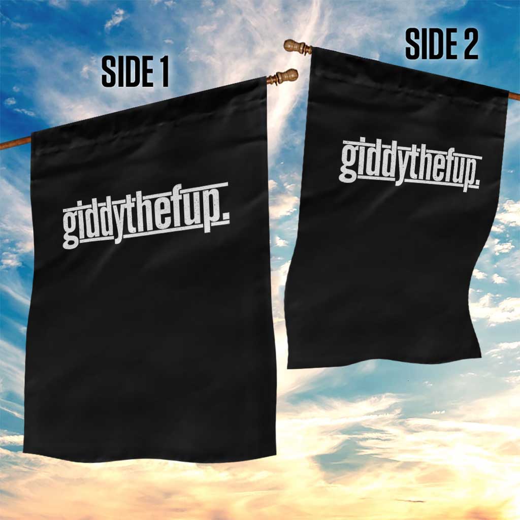 Funny Giddythefup Derby Day Garden Flag Derby Giddy Up Horse Racing