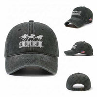 Funny Giddythefup Derby Day Washed Cotton Baseball Cap Vintage Giddy Up Horse Racing