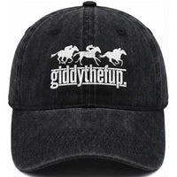 Funny Giddythefup Derby Day Washed Cotton Baseball Cap Vintage Giddy Up Horse Racing