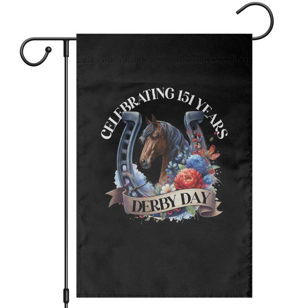 Celebrating 151 Years Derby Day Garden Flag Horse Racing Horseshoe Flowers