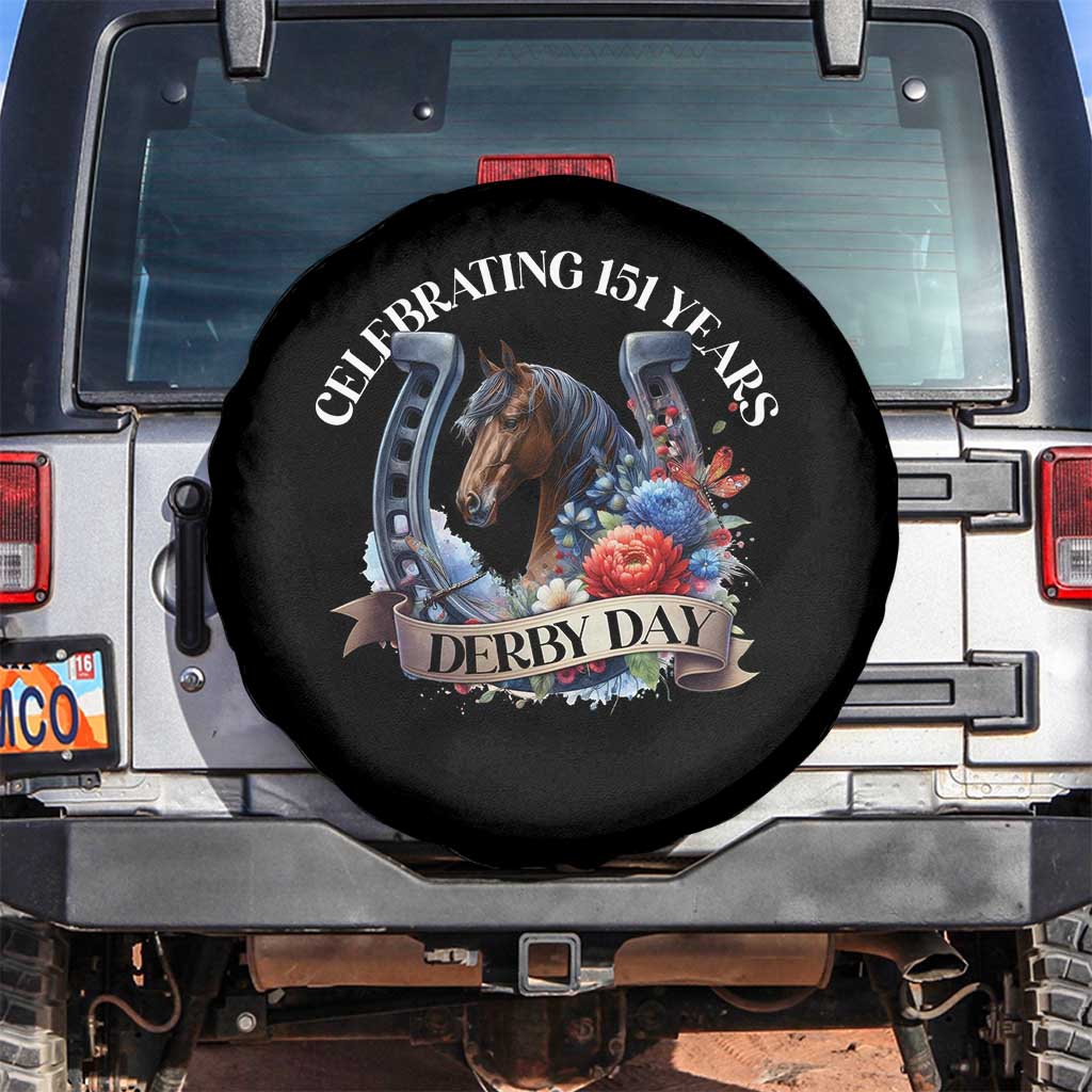 Celebrating 151 Years Derby Day Spare Tire Cover Horse Racing Horseshoe Flowers