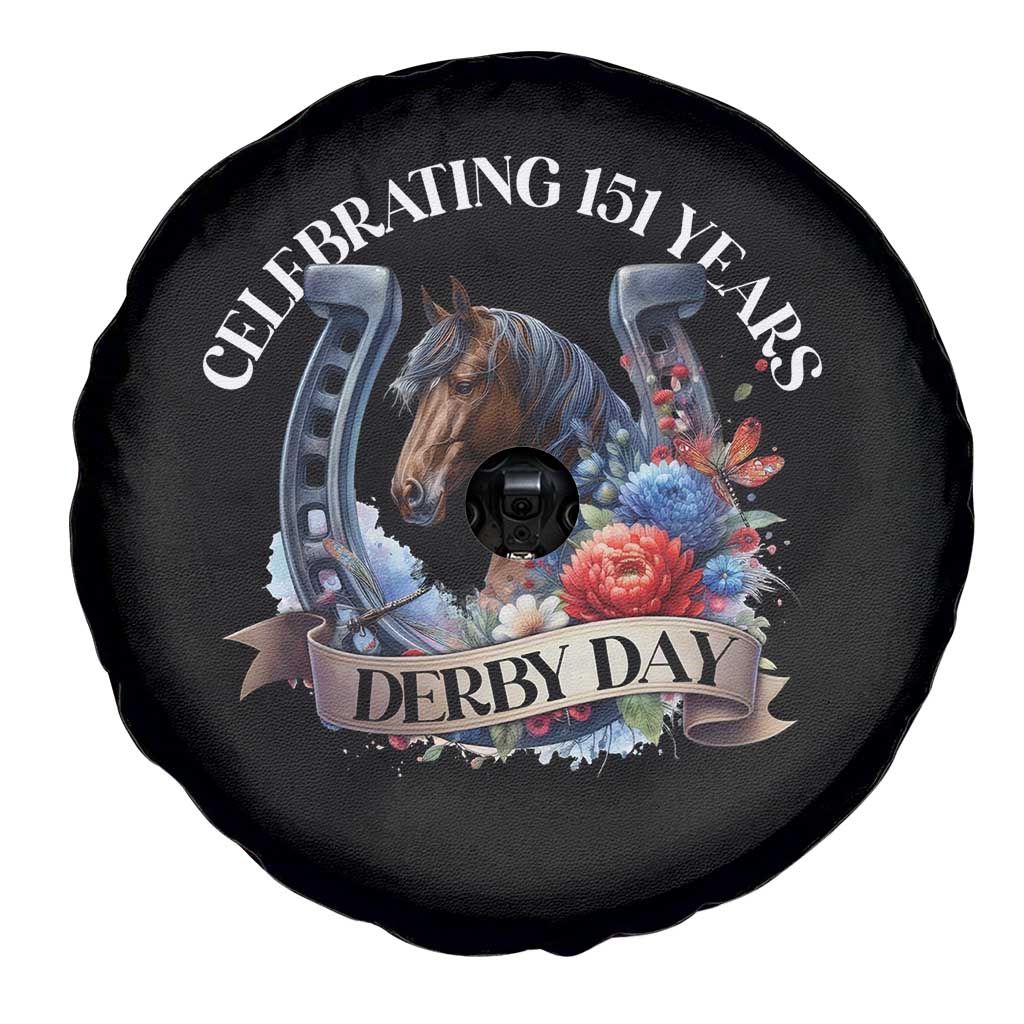 Celebrating 151 Years Derby Day Spare Tire Cover Horse Racing Horseshoe Flowers
