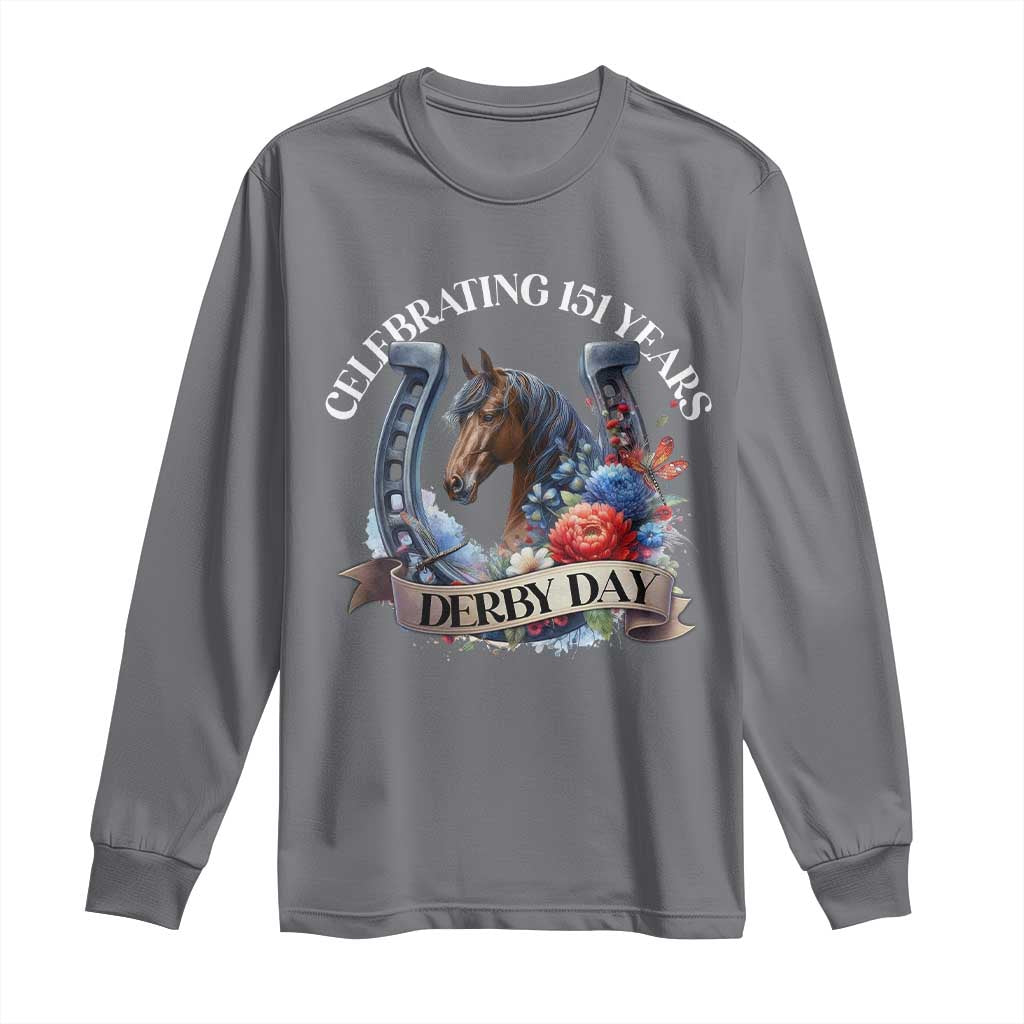 Celebrating 151 Years Derby Day Long Sleeve Shirt Horse Racing Horseshoe Flowers
