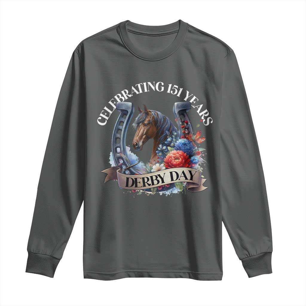 Celebrating 151 Years Derby Day Long Sleeve Shirt Horse Racing Horseshoe Flowers