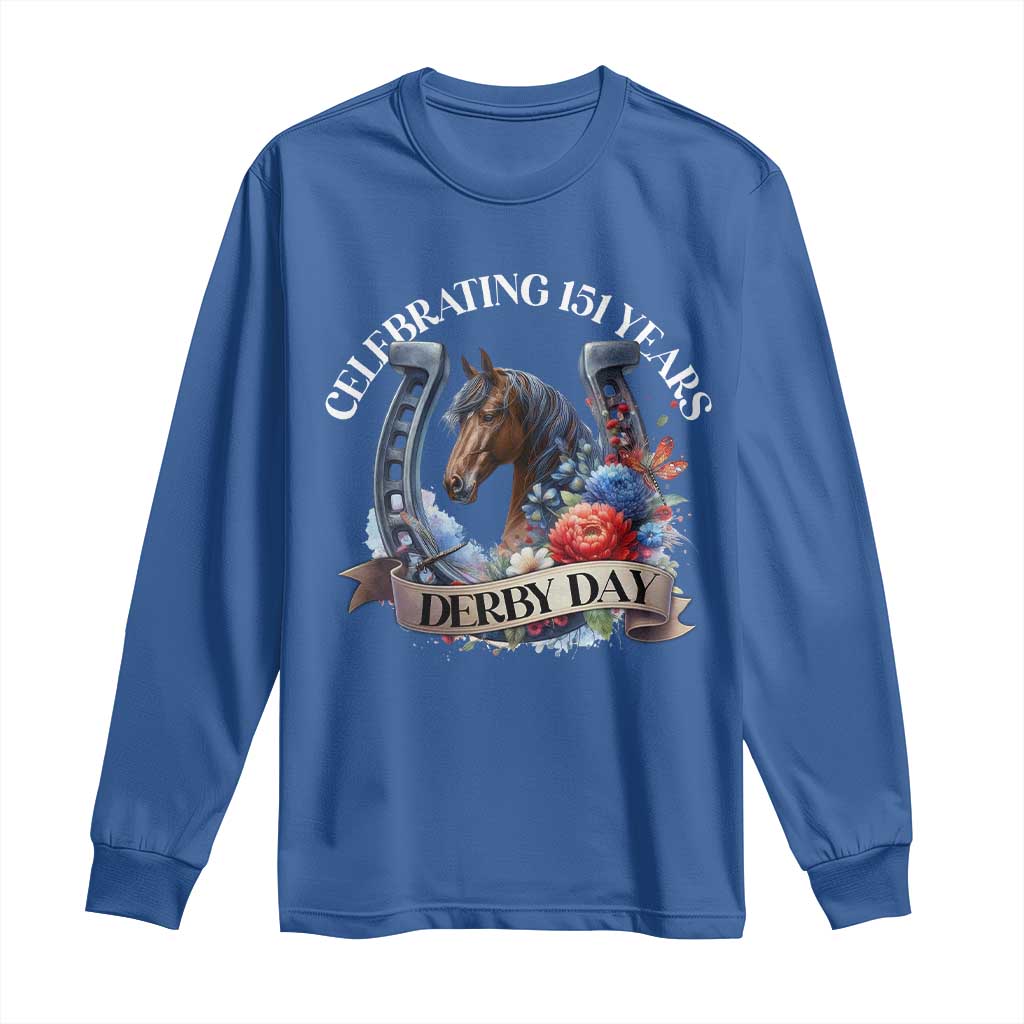 Celebrating 151 Years Derby Day Long Sleeve Shirt Horse Racing Horseshoe Flowers