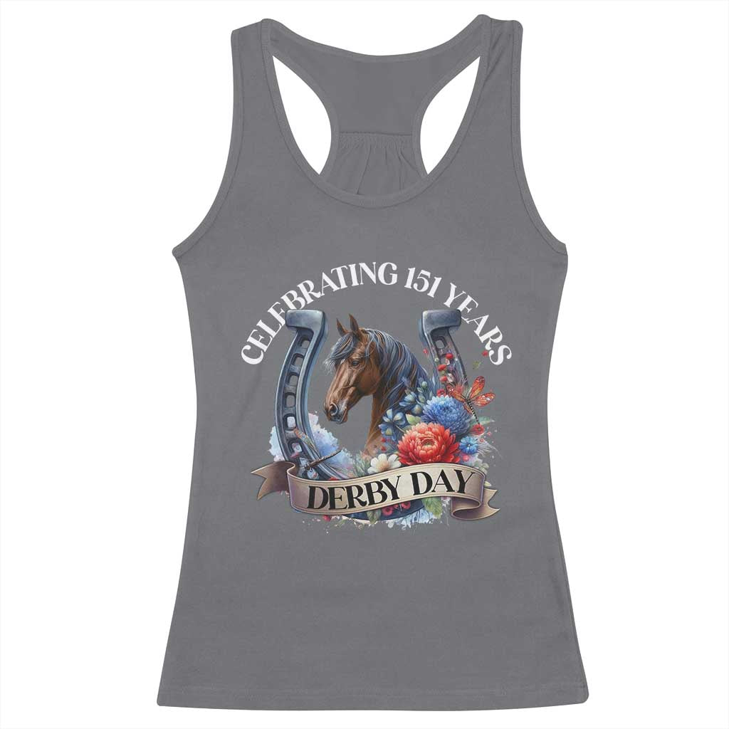 Celebrating 151 Years Derby Day Racerback Tank Top Horse Racing Horseshoe Flowers