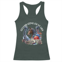 Celebrating 151 Years Derby Day Racerback Tank Top Horse Racing Horseshoe Flowers