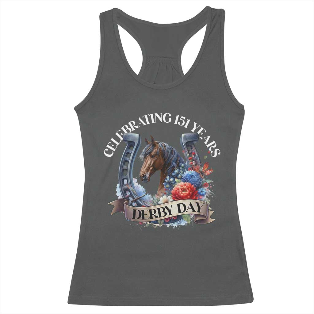 Celebrating 151 Years Derby Day Racerback Tank Top Horse Racing Horseshoe Flowers