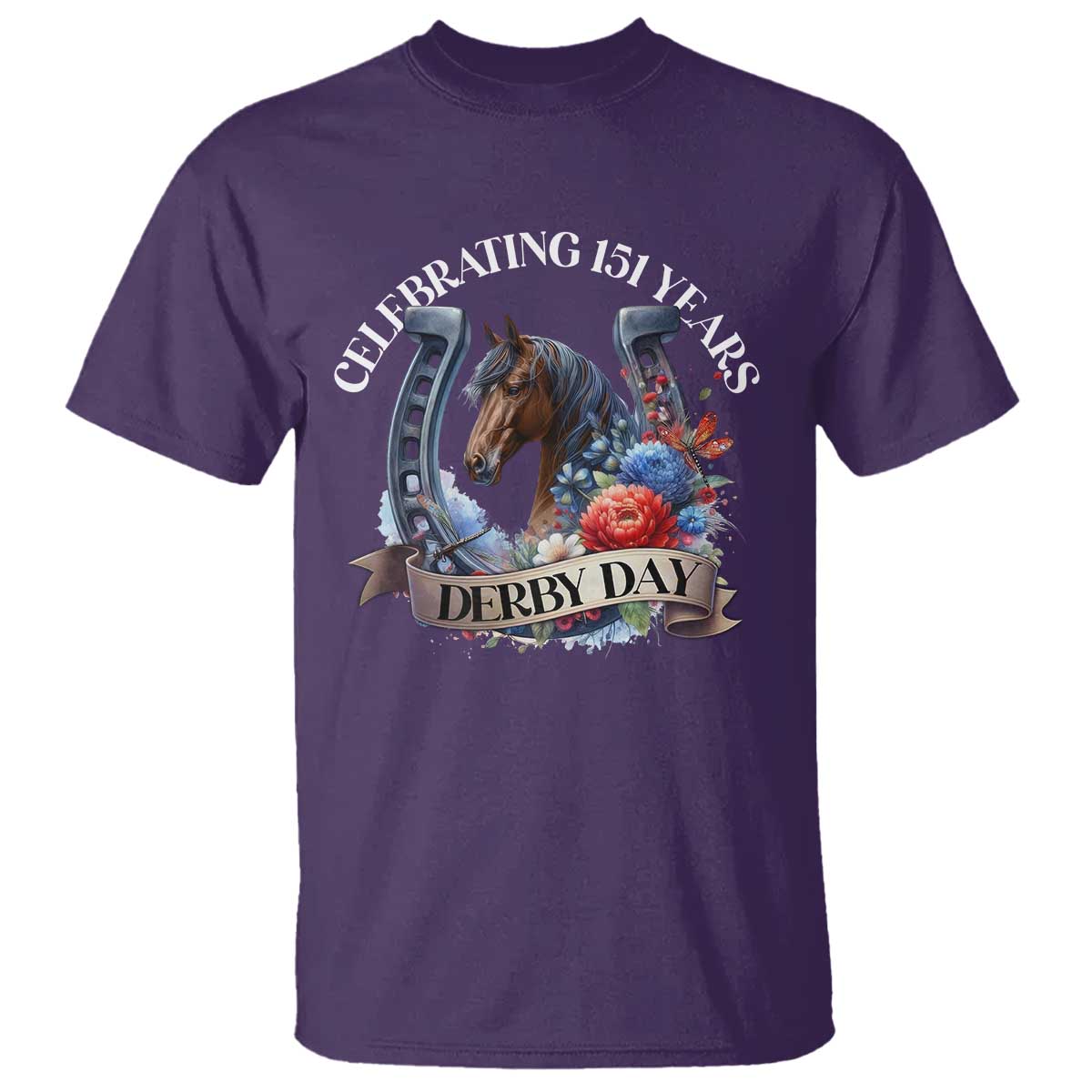 Celebrating 151 Years Derby Day T Shirt Horse Racing Horseshoe Flowers