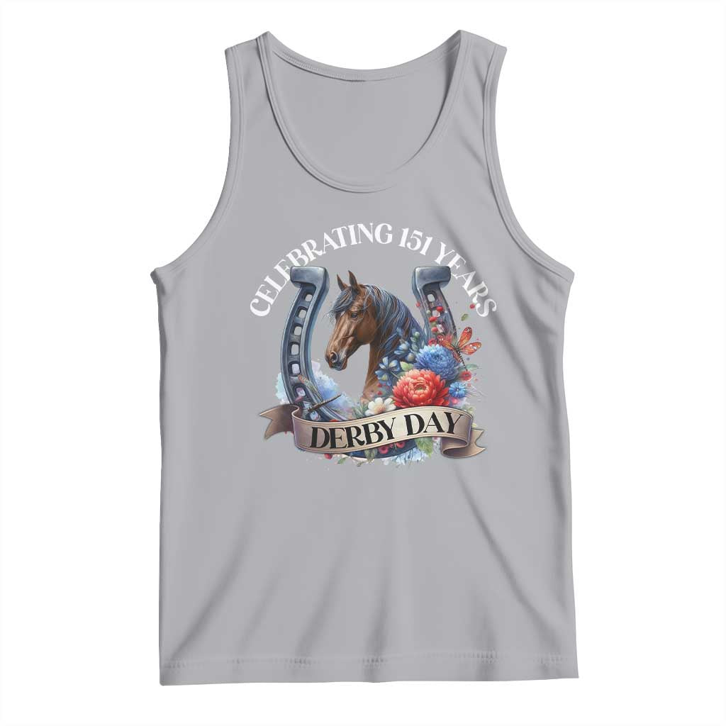 Celebrating 151 Years Derby Day Tank Top Horse Racing Horseshoe Flowers