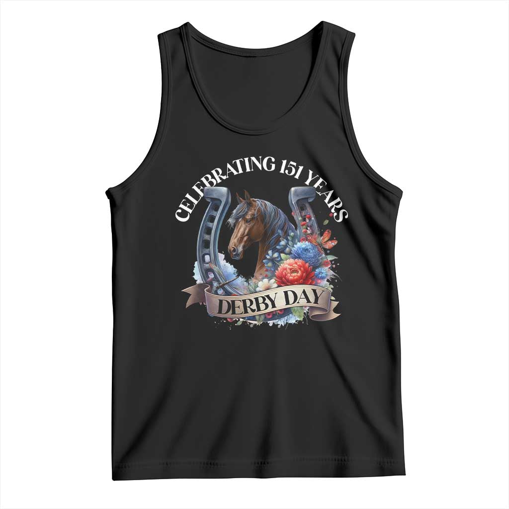 Celebrating 151 Years Derby Day Tank Top Horse Racing Horseshoe Flowers