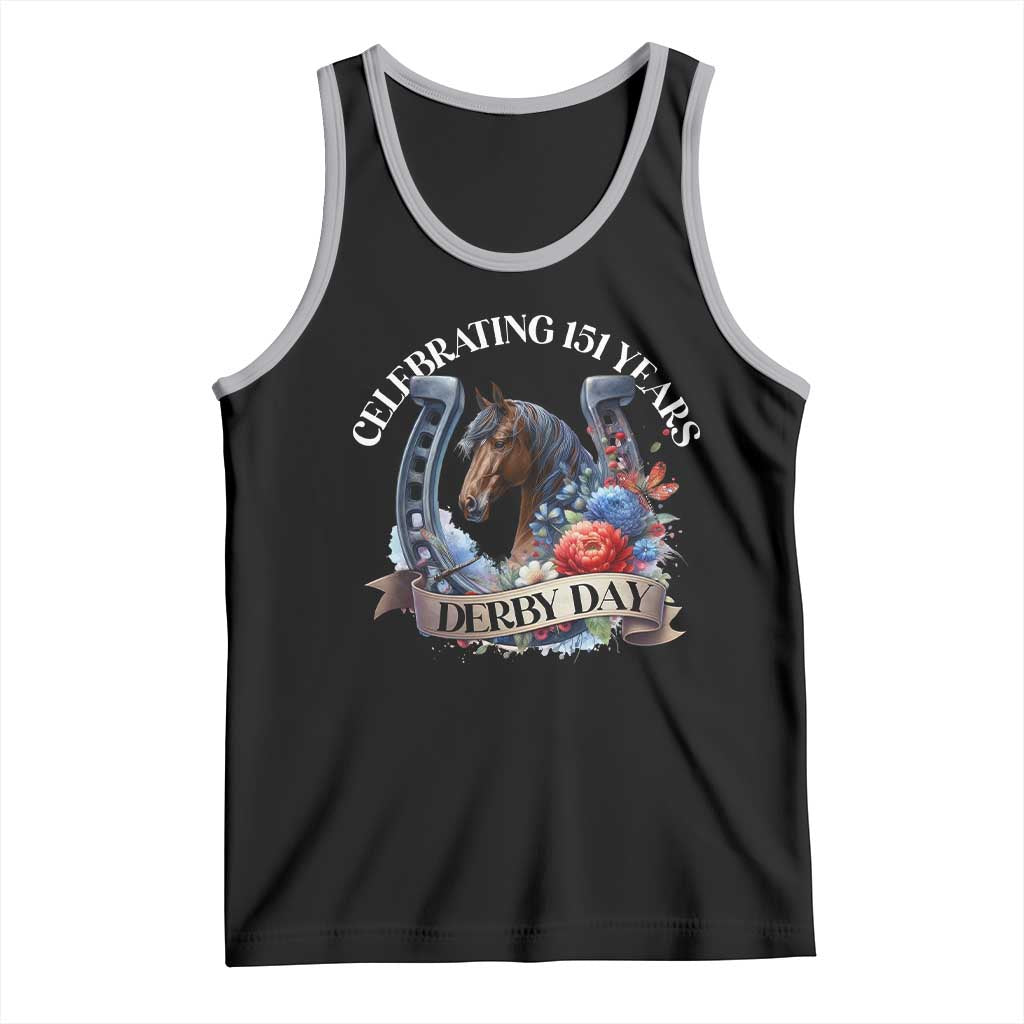 Celebrating 151 Years Derby Day Tank Top Horse Racing Horseshoe Flowers