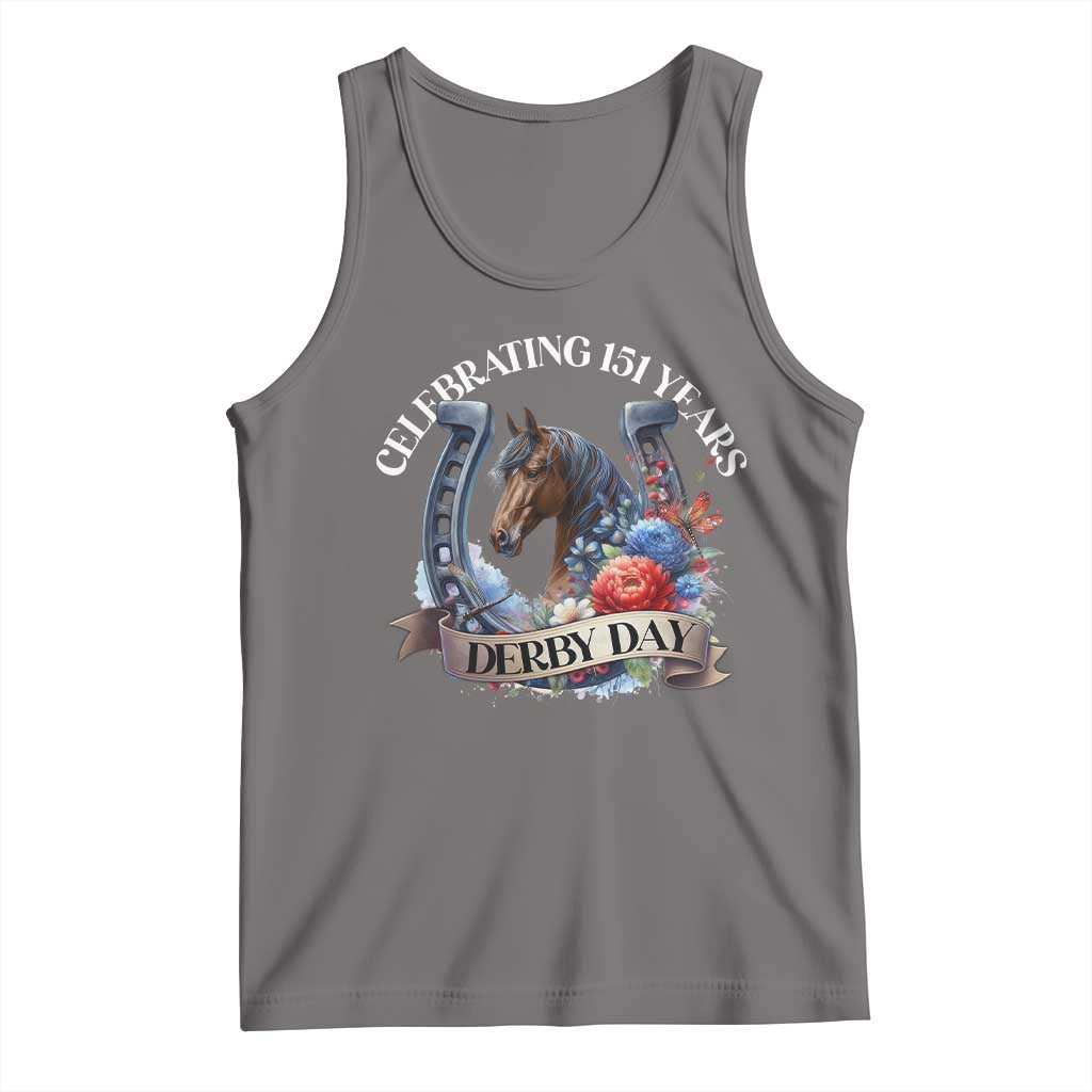 Celebrating 151 Years Derby Day Tank Top Horse Racing Horseshoe Flowers