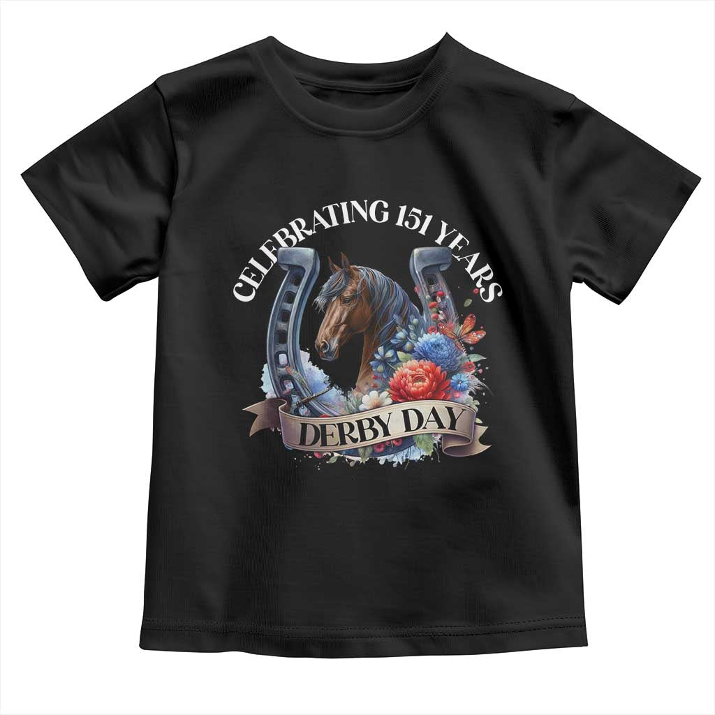 Celebrating 151 Years Derby Day Toddler T Shirt Horse Racing Horseshoe Flowers