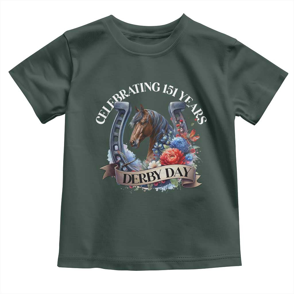 Celebrating 151 Years Derby Day Toddler T Shirt Horse Racing Horseshoe Flowers
