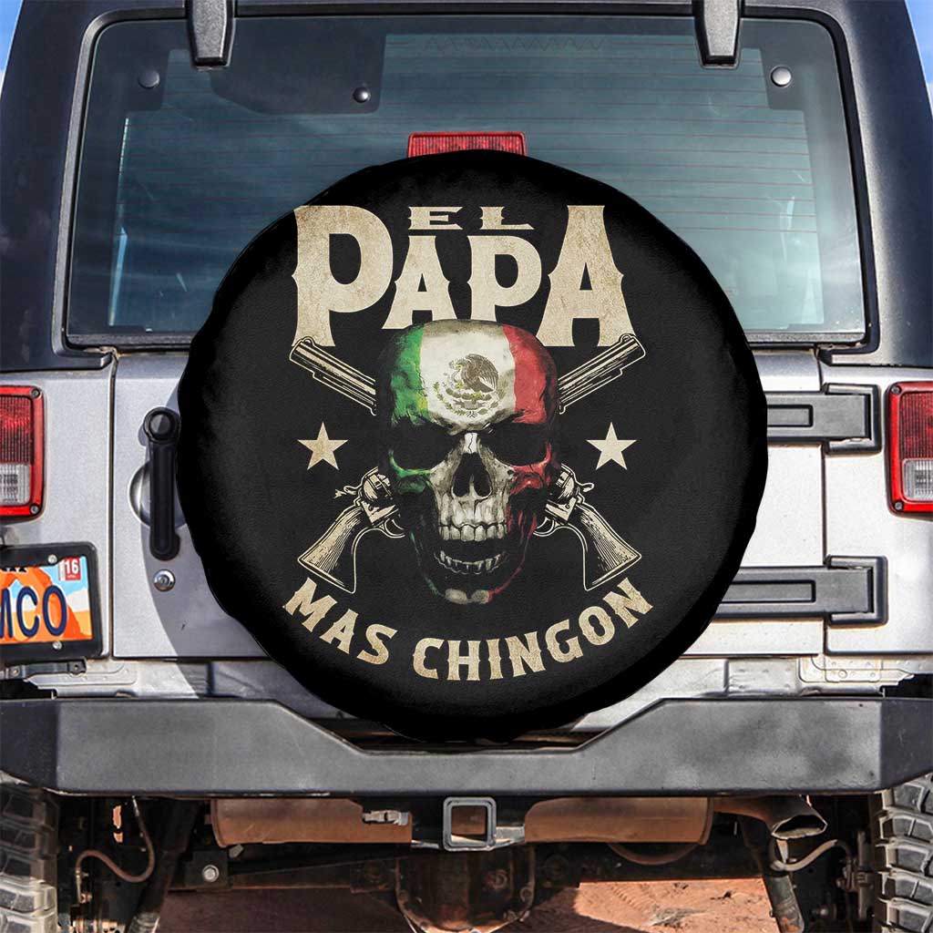 Funny Mexican Dad Spare Tire Cover El Papa Mas Chingon Vintage Mexico Skull